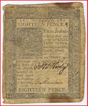 Eighteen Pence Delaware Currency. image